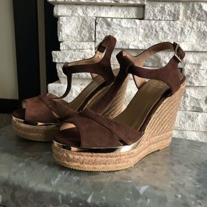 KNN suede espadrille wedges